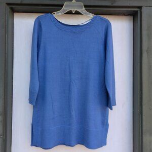 Cable & Gauge Women's M Pullover Knit Sweater Royal Blue Scoop Neck 3/4 Sleeve